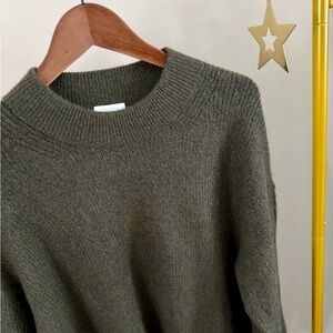NWT H&M Khaki Green Oversized Crewneck Sweater Dress Size M Soft Knit